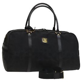 Borsa a spalla MCM Vicetos Logogram Nylon 2way Nero Oro Auth 128228