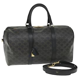 Borsa Boston in tela Triomphe CELINE in pelle PVC 2 in 1 nera Auth hk880V - Céline