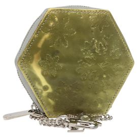 LOUIS VUITTON Vernis Porte Monnaie Flocon Portamonete Argento M58215 Auth 131564