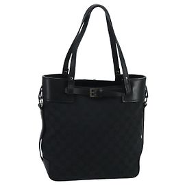 Borsa Tote GG Canvas Gucci Nera Argento 107757 Auth ki5048V