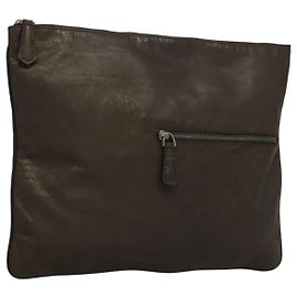 Borsa Clutch Berluti Calligrafia Pelle Marrone Argento Auth bs28029
