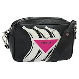 Borsa a Spalla PRADA in Pelle Nera Argento Auth BD1348V