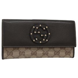 GUCCI GG Cartera Larga de Cristal Beige 231843 Auth ki5651V