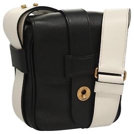 Borsa a Spalla in Pelle Nera e Bianca Auth 117019V di PRADA
