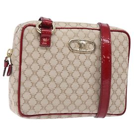 Céline CELINE Macadam Canvas Schultertasche Beige Gold Auth gh228