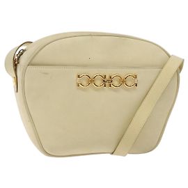 Borsa a Spalla Gancini in Camoscio Beige Oro Salvatore Ferragamo Auth bs27824