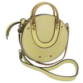 Chloé Bolso de Mano Chloe Pixy de Cuero Suede 2 en 1 Amarillo Auth 65664V