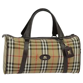 Borsa Boston in tela beige con motivo Nova Check di Burberrys, oro, Auth ep9770 - Autre Marque