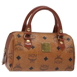 Borsa MCM Logogram Vicetos in pelle PVC marrone oro Auth 131735
