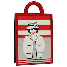 CHANEL Mademoiselle Choco Bar linea Borsa Tote in Pelle Rossa CC Auth bs19852V