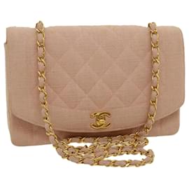 CHANEL Borsa a Spalla Diana in Tela Matelassé con Chiusura a Girello Catena Rosa CC Auth 29889AV