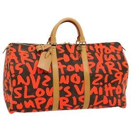 LOUIS VUITTON Monogram Graffiti Keepall 50 Bolsa Boston Naranja M93699 Auth 29908SV