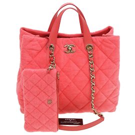 CHANEL Sac à main chaîne Pile 2way Rose CC Auth ar9158SAV