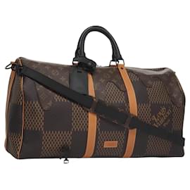 LOUIS VUITTON Borsa Keepall Bandoulière 50 Damier Ebene Giant N40360 Auth 109786SM - Louis Vuitton