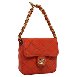 CHANEL Mini Mini Matelasse Charm Lamb Skin Orange CC Auth BD1634 - Chanel