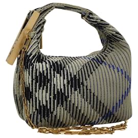 Borsa a mano mini Peg Duffle con catena Burberry grigia Auth 107507SV