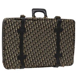 Baule in tela Trotter Christian Dior blu navy oro Auth 128550