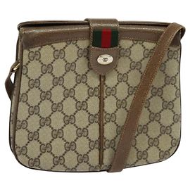 Borsa a Spalla GUCCI GG Supreme Web Sherry Line PVC Beige Oro Rosso Auth ep9566