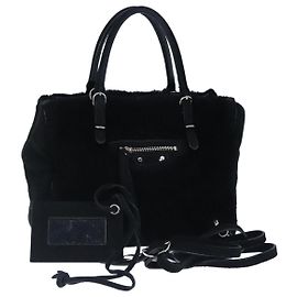 Borsa a Mano BALENCIAGA Camoscio 2 vie Nero Argento 305572 Auth ki5224V