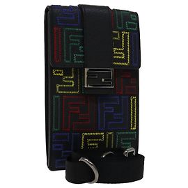 FENDI Supporto per smartphone in tela Zucca Pelle Multicolore 7AS120 Auth 108838V