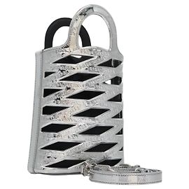 Borsa a Spalla Neophone Holder BALENCIAGA Smalto Argento 660787 Auth 110436AV
