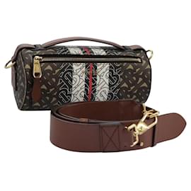 Borsa a Spalla Monogram Stripe BURBERRY in Pelle PVC Marrone Auth 113137V