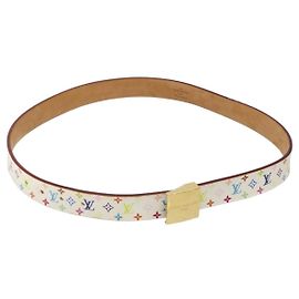 LOUIS VUITTON Monogramm Multicolor Quadratgürtel Weiß M9270U Auth EC172V