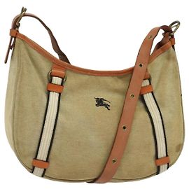 Burberry Blue Label Schultertasche aus Canvas Beige Gold Auth bs23029