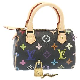 LOUIS VUITTON Mini Speedy Borsa a Mano Monogram Multicolore Nera M92644 Auth 26986SM