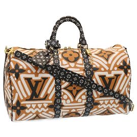 LOUIS VUITTON LV Crafty Keepall Bandouliere 45 Boston Caramel M45473 Auth 29194S