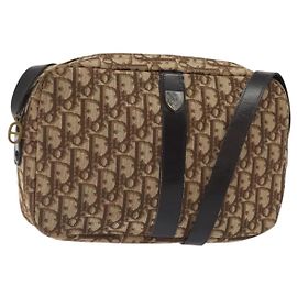 Borsa a Spalla in Tela Trotter Christian Dior Marrone Auth 131685