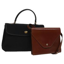 BALLY Borsa a Spalla in Pelle 2 Set Nero Marrone Auth BA3726