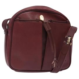 Borsa a Spalla Cartier in Pelle Bordeaux Oro Auth bs28003