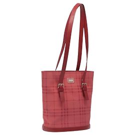Borsa a Spalla Nova Check Burberry Canvas Rossa Auth 121545