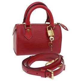 LOUIS VUITTON Epi Mini Speedy Hand Bag SPO 2way Red LV Auth 56797SM