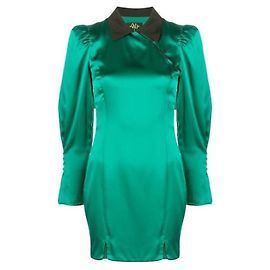 Autre Marque De La Vali Whiskey Seidenkleid Smaragdgrün Schwarz