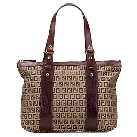 Fendi Zucchino Canvas Tote in Beige