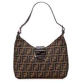 Borsa a spalla in tela Zucca marrone Fendi