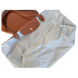 Longchamp Tote Bag aus Leder und Polyamid in Blau