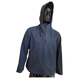 Sandro Paris – Anorak blu navy con cappuccio, mezza zip e tasca a marsupio – Taglia M