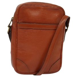 LOUIS VUITTON Bolsa de Ombro Epi Danube Marrom M51694 LV Auth ep9846