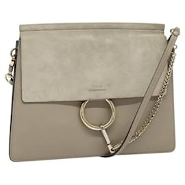 Chloé Borsa a Spalla Chloe Fay in Pelle Scamosciata Oro Grigio Auth gh269