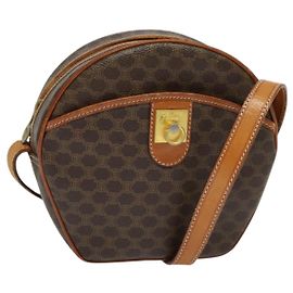 Céline Borsa a Spalla in Tela Macadam CELINE in Pelle PVC Marrone Oro Auth gh248
