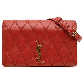 Borsa Angie in pelle di agnello trapuntata rossa a diamante di Saint Laurent