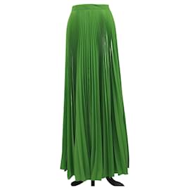 Falda maxi plisada de crepé de chine verde Prada
