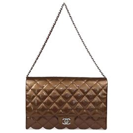 Clutch classico trapuntato in bronzo con catena Chanel