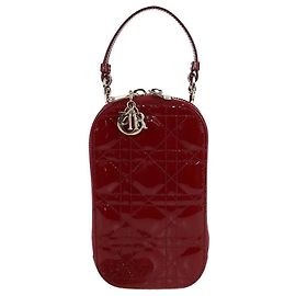 Supporto per telefono Call'in Dior in pelle verniciata Cannage rossa di Christian Dior