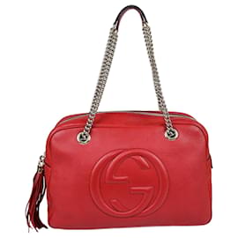 Gucci Red Large Soho Chain Bowler Bag