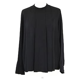 Schwarze plissierte Langarmbluse von Hermès