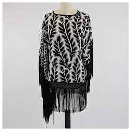 Top Fridge con Borlas Impresas en Negro/Blanco Andrew Gn - Andrew GN